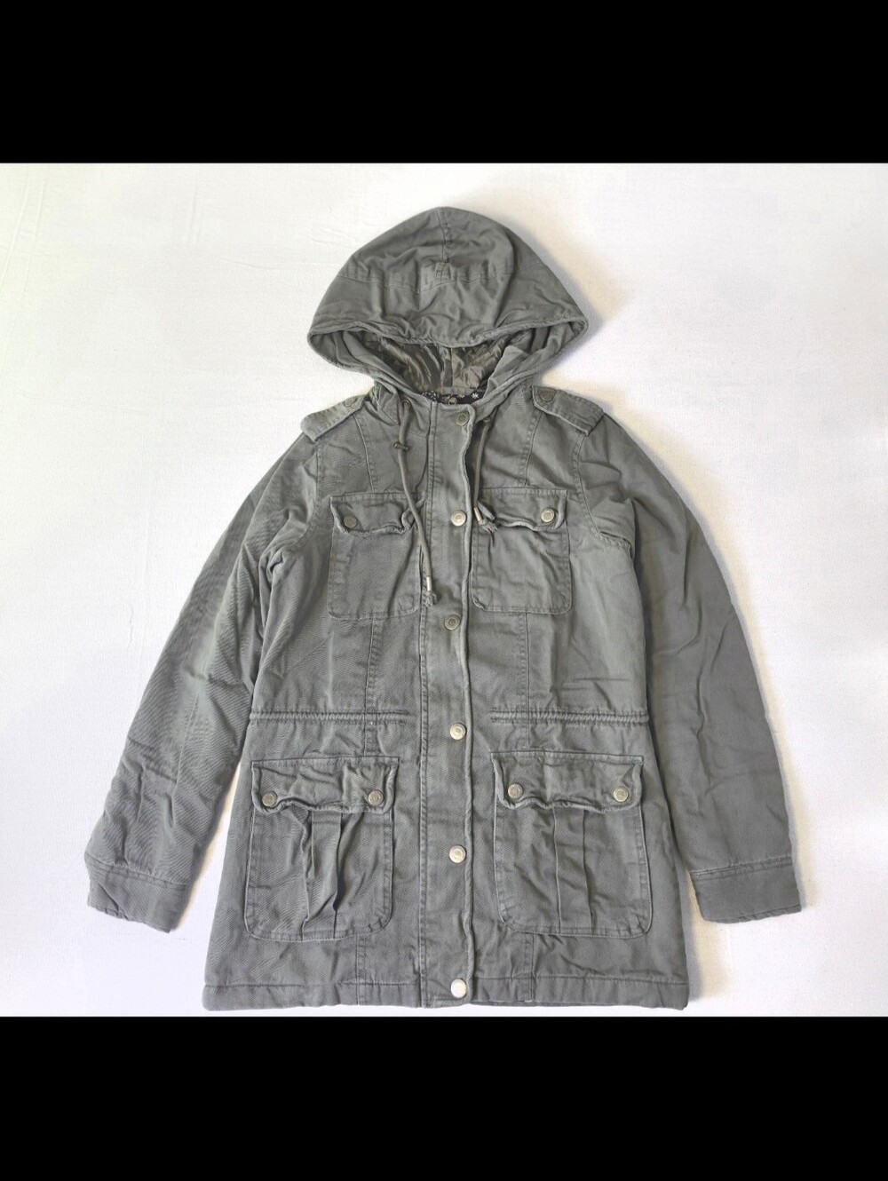 Aeropostale Military Utility Jacket Coat Hooded Olive Green Women's S